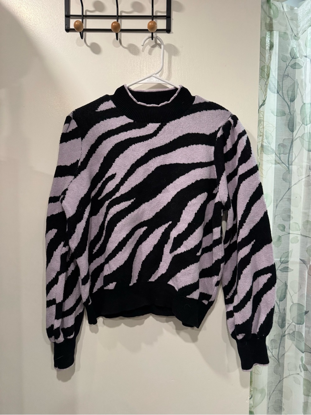 Who What Wear Zebra Print Lavender and Black Sweater